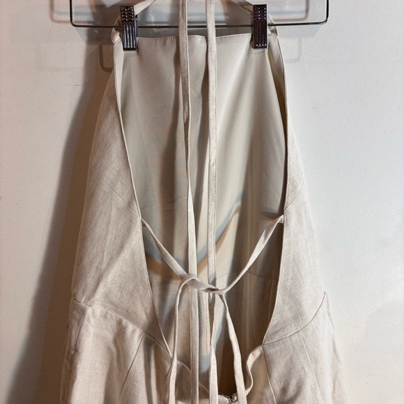 CLUB MONACO Sz 10 Open Back Jumpsuit Linen Cotton Tencel Blend Wide Leg NEW Ecru - Picture 8 of 16